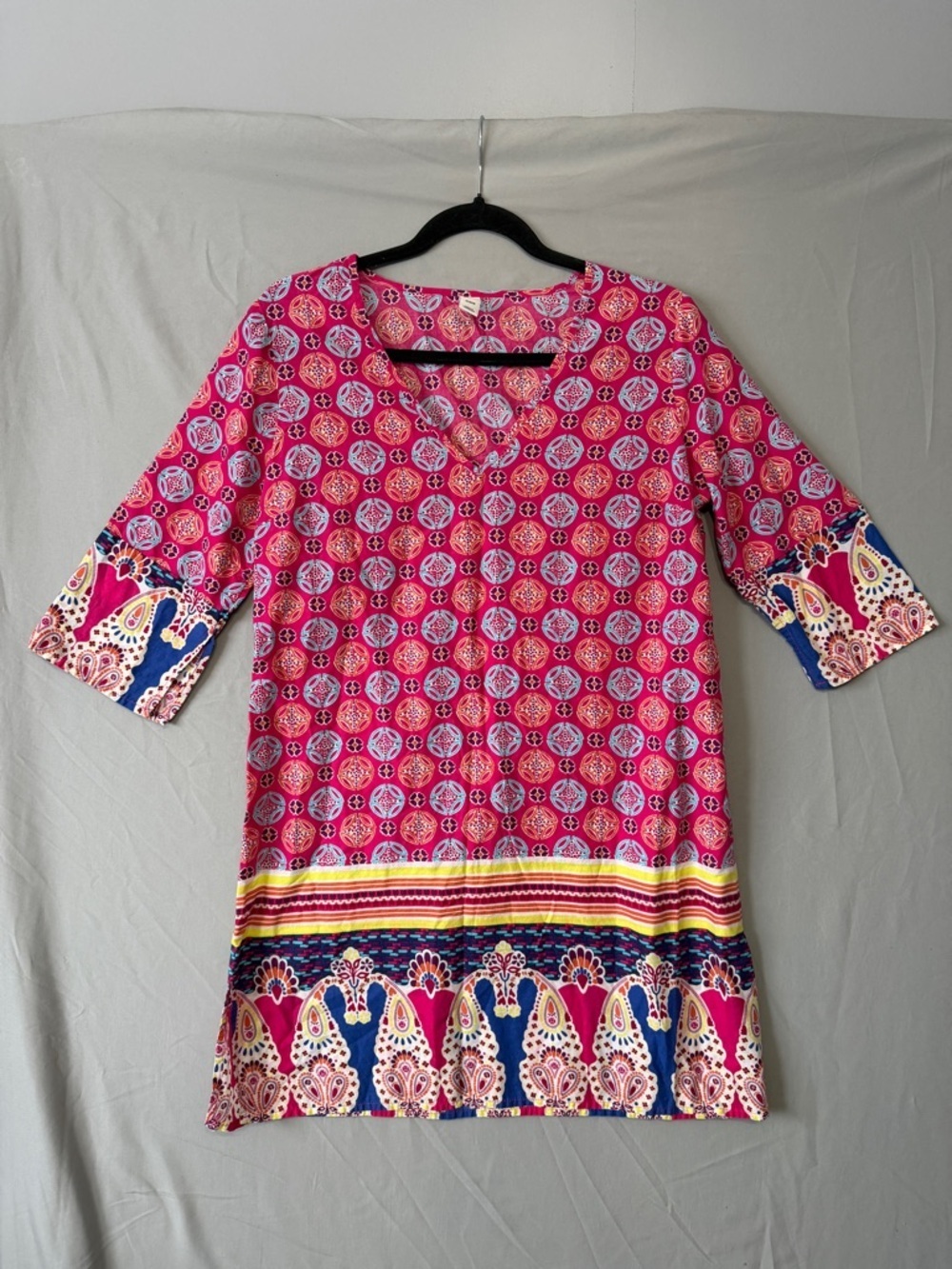 Old Navy Womens Boho Tunic Top M Pink Cotton Beach Cover Up Festival Hippie